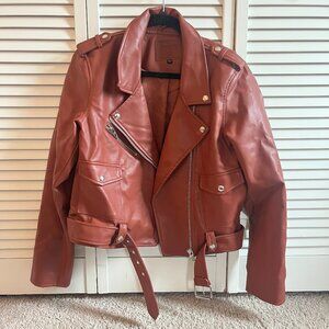 BlankNYC Rust Colored Leather Moto Jacket